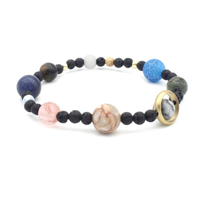 

2020 New Handmade Solar System Bracelet Universe Galaxy The Eight Planets Star Natural Stone Bead Bracelets Bangles