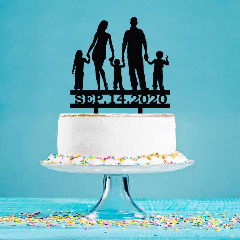 

Personalized Wedding Cake Topper Parents & Children Family of Five Cake Topper For Wedding Anniversary Party YC023