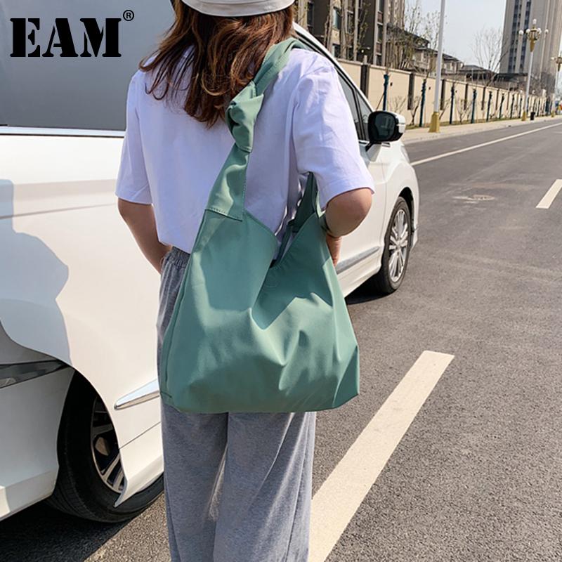 

[EAM] Women New Large Capacity Student Canvas Tote Bag Personality All-match Crossbody Shoulder Bag Fashion Tide 2021 18A1652, Black