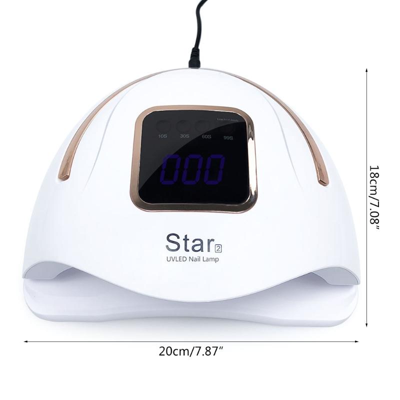 

72W Nail Lamp UV LED Nails Dryer Gel Polish Curing LCD Light Manicure Machine T4MB, Black