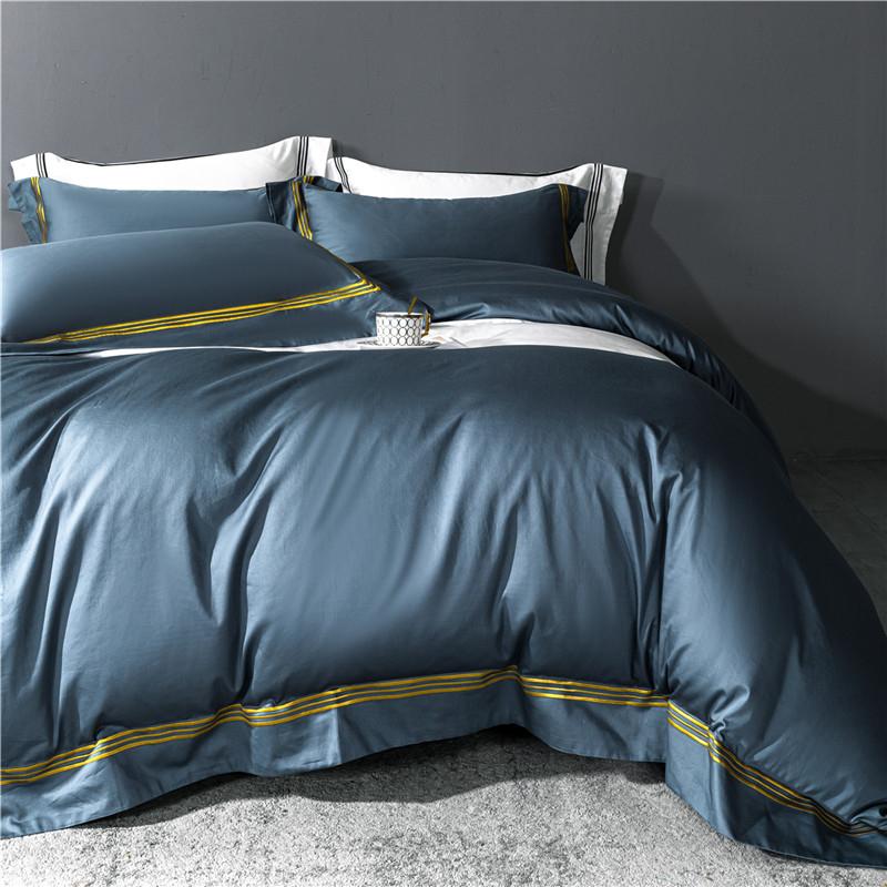 

Simple Solid Color Cotton Bedding Set High Density Soft Exquisite Bedclothes Bed Linen 3/4pcs Duvet Cover Bed Sheet Pillowcase, Model 11