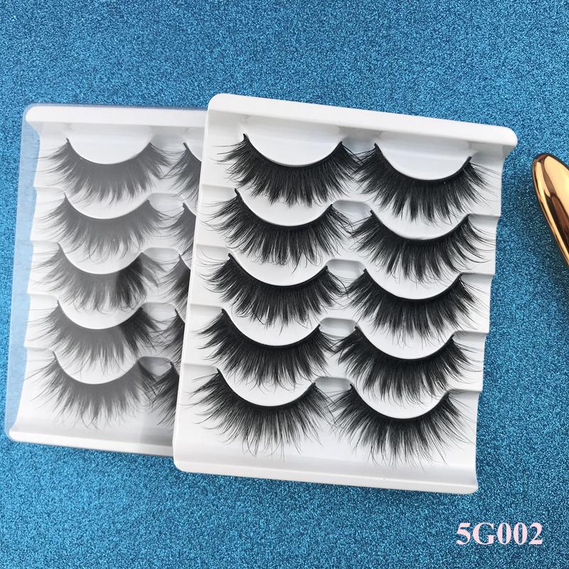 

Natural Long False Eyelashes 5 Pairs 3D Faux Mink Eyelashes Fake Lashes Extension Handmade Wispy Fluffy Makeup Lashes