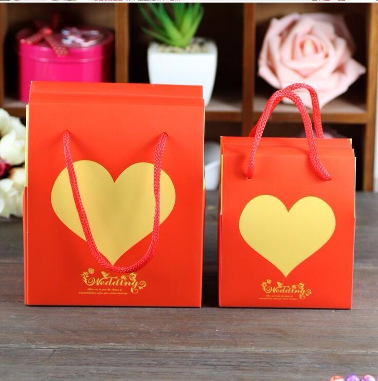 

12x9x14cm Creative Wedding Gift Bag Colorful Paper Candy Bag With Handle Wedding Party Decoration