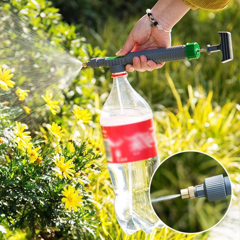 

Adjustable High Pressure Air Pump Manual Sprayer Adjustable Drink Bottle Spray Head Nozzle Garden Watering Tool Sprayer, As pic