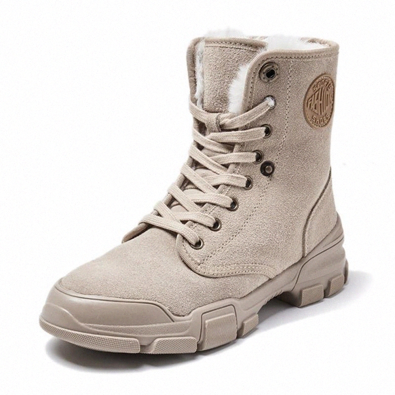

30 Degrees Below Zero Snow Boots Women Winter Shoes 2020 Winter Suede Boots Plush Warm Shoes Leather Ladies Ankle A1797 #7813, Beige