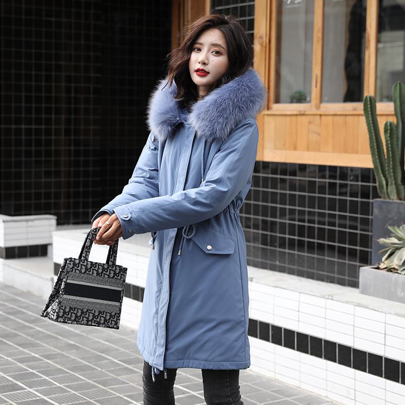 

Women' Jackets 2021 Wool Liner Slim Parkas Female Winter Hooded Plus Size With Fur Collar Solid Cotton Padded Thick Coat Ladies, Beige
