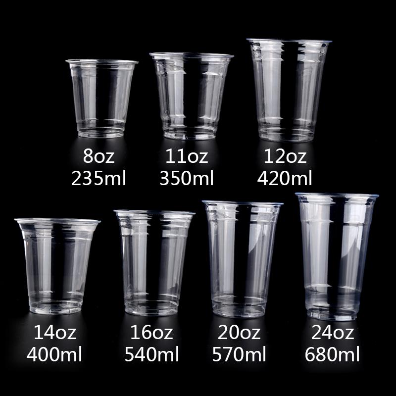 

50pcs Net red PET transparent milk cup plastic cups 8oz/12oz/14oz/16oz/20ozpackaging coffe juice cold drinks cup with lid