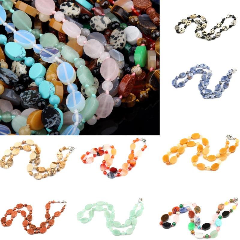 

Pendant Necklaces Wholesale Natural Stone Necklace Agates Quartz 10x14mm 6mm 18 Inches