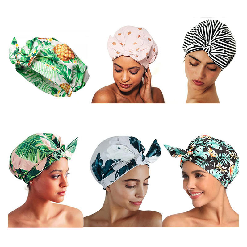 

Women Soft Reusable Bow-Knot Waterproof Washable Shower Cap Turban Bath Hair Caps For Long Hair Girl
