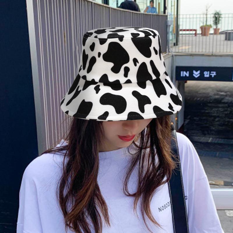 

Double-sided Fisherman Hat Sun Hat Cow Leopard Pattern Outdoor Activities Travel Autumn Winter Woolen Basin Bucket Gorros