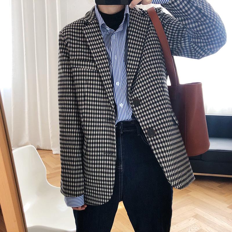 

2020 Fashion Women Loose Autumn Winter Plaid Blazer Jackets Female Suits Coat Blazers Outerwear High Quality WB88, As picture
