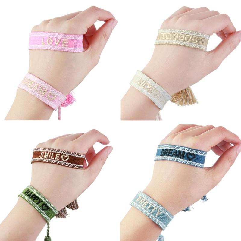 

Adjustable Handmade Friendship Wrap Bracelet for Women Family Best Friends Letters Bracelets Pulseras Mujer Jewelry Gifts