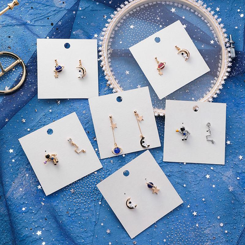 

2020 Korean New Style Astronaut Crystal Blue Universe Star Moon Planet Earrings For Women Girl Daily Cute Accessories