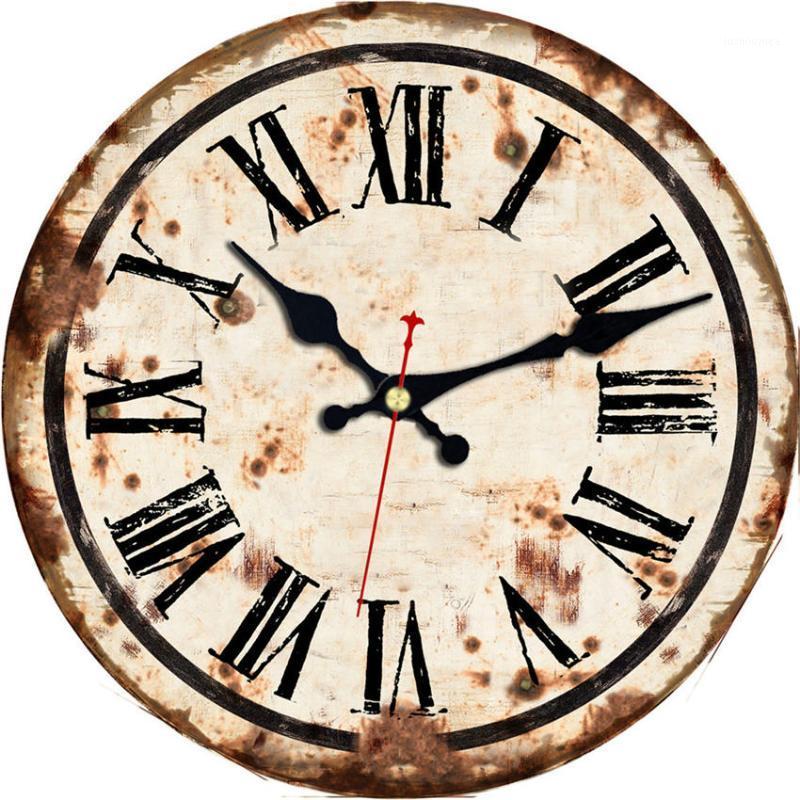 

WONZOM Roman Numerals Wall Clock,Vintage Pattern Wooden Cardboard Wall Clock, European Retro Clock for Chic Home Office1