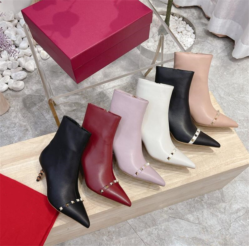 

Women's Short boots top quality Real leather high heel shoes female Classic Design ankle boot ladies comfortable Fashion booties V1127