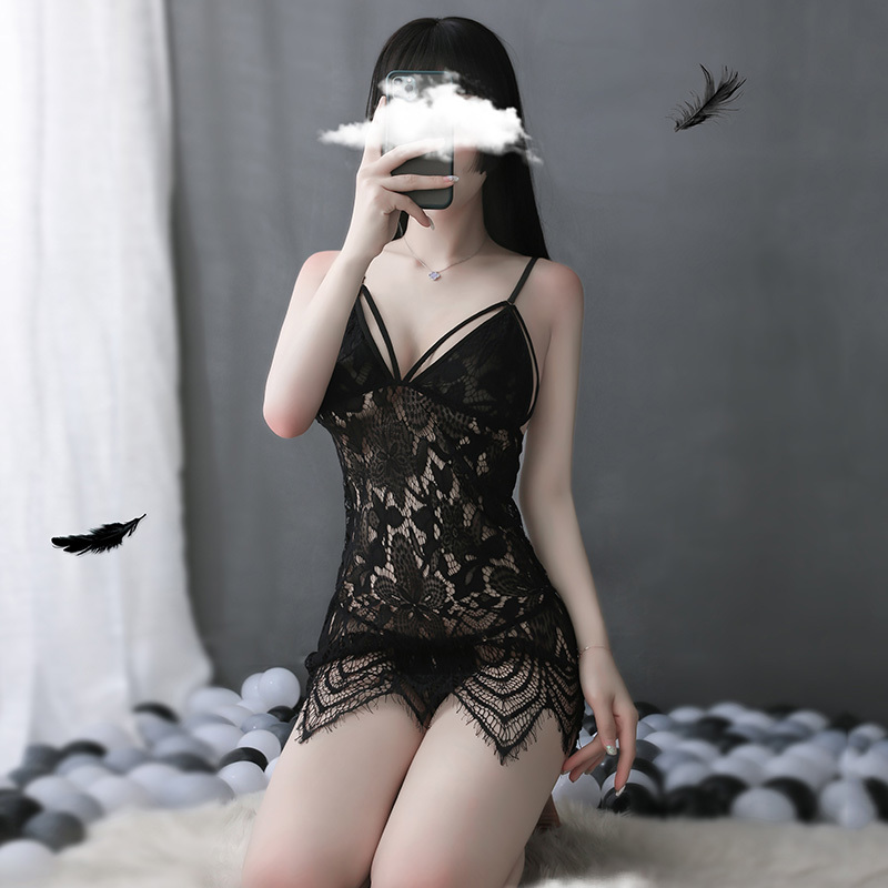 

Sexy erotic nightdress lingerie together see through porn lesbian lasso temptation deep underwear with v-woman cleavage KAUH, Red