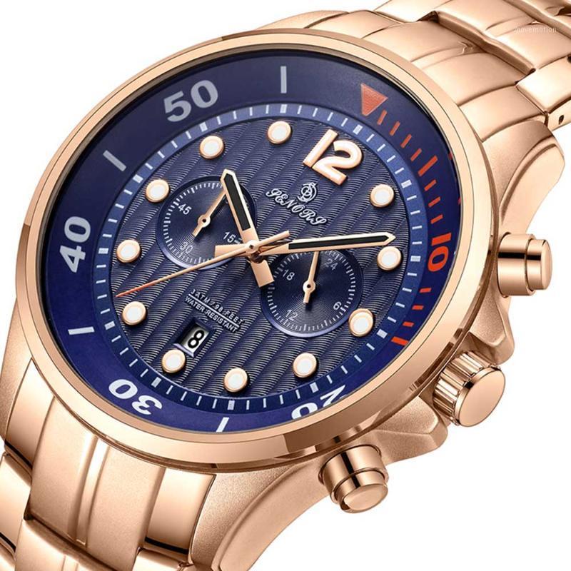 

Men's Chronograph Analog Quartz Watch with Date, Luminous Scale, Waterproof Stainless Steel Strap Wristwatch for Man Rose gold1