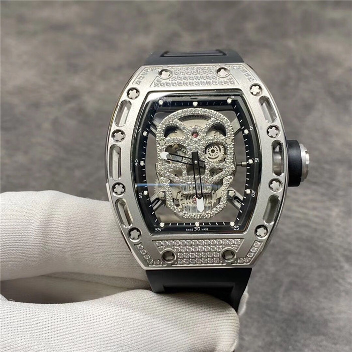 

Merry Christmas to you watch barrel hollowed-out skull automatic mechanical movement rubber black watchband 42MM men's brand watch, Original box