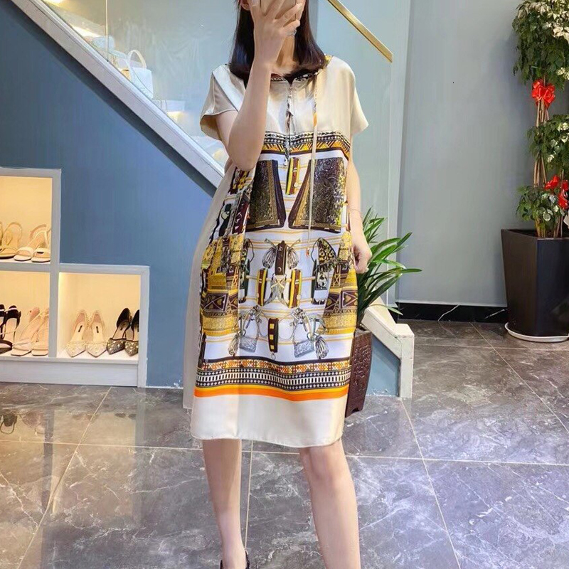 

2021 Spring and Summer New Retro Printing Loosens Temperament with Casual Hood in High Quality Designer Women' Clothes Fu97, Multiple