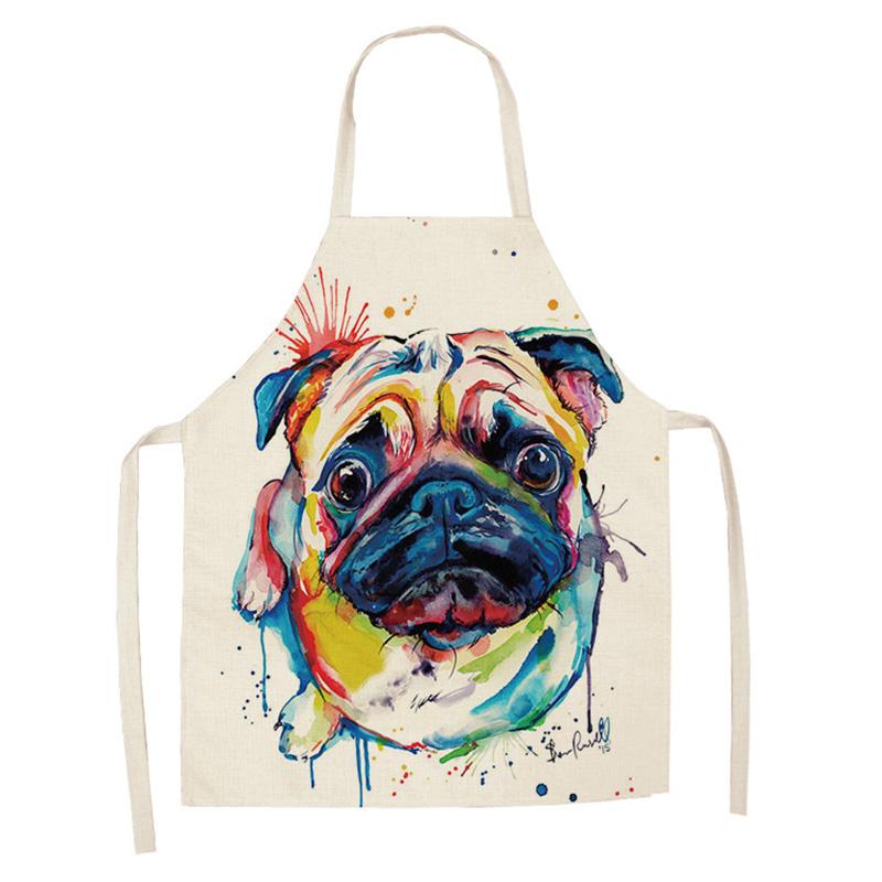 

Women Kitchen Aprons Cartoon Dogs Printed Waterproof Cooking oil-proof Cotton Linen Antifouling Chef Apron 68*55cm 0108