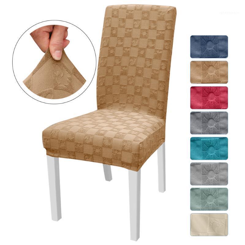 

1Pc Jarquard Dining Chair Protector Cover Elastic Dining Seat Slipcover Stretch Removable Washable For Hotel Wedding#11