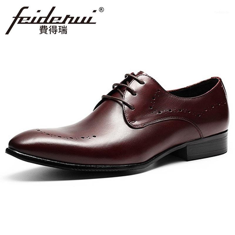 

2020 Italian Style Genuine Leather Men's Formal Dress Footwear Pointed Toe Lace Man Oxfords Derby Party Business Shoes FHS1781, Black