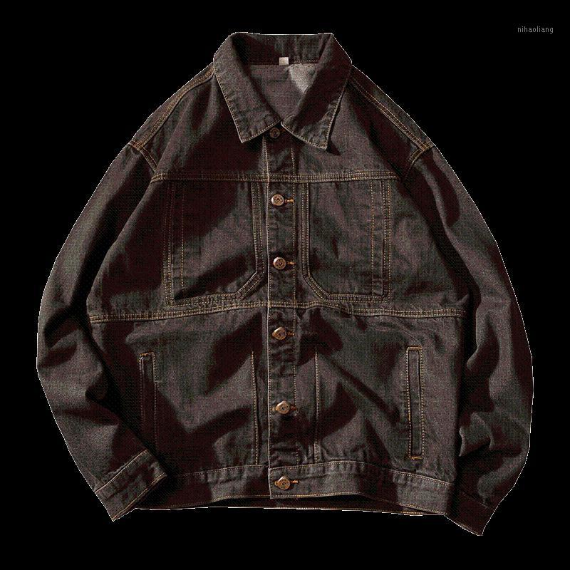 

Autumn Winter Fashion Denim Jacket Men Bomber Motorcycle Jackets Men Cowboy Streetwear Casual Jeans Clothing Tops Male Plus Size1, Brown