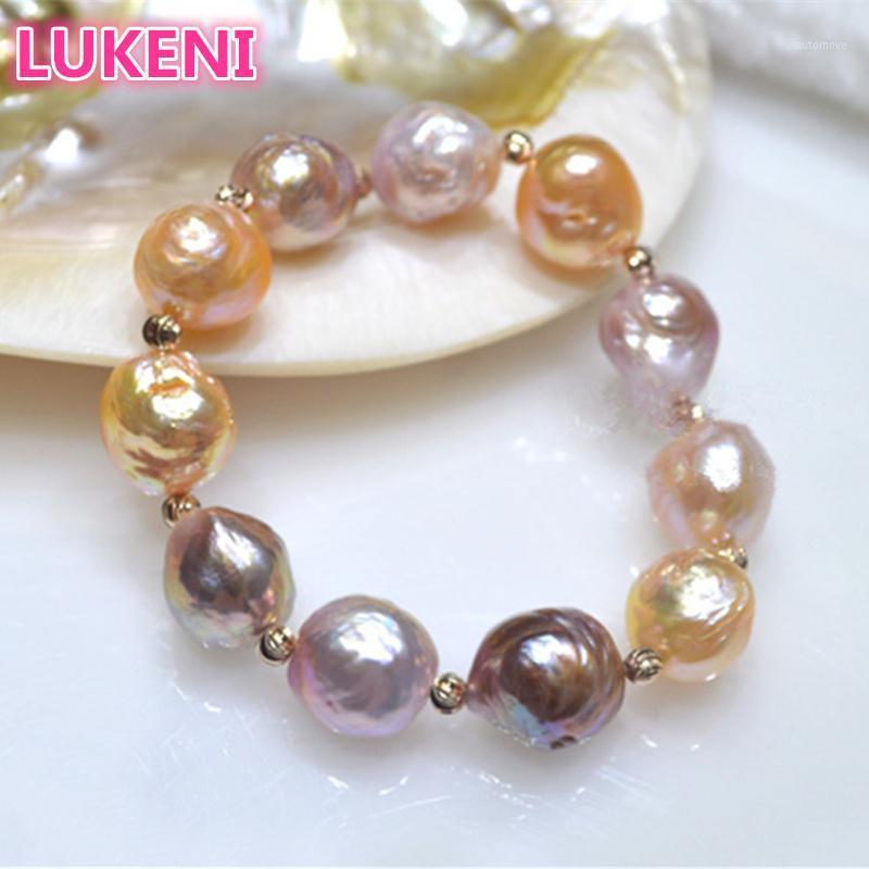 

Genuine 100% Natural 10-11mm Multicolor Baroque Pearl Bracelet Fashion rose gold elasticity bracelets For women Free shipping1