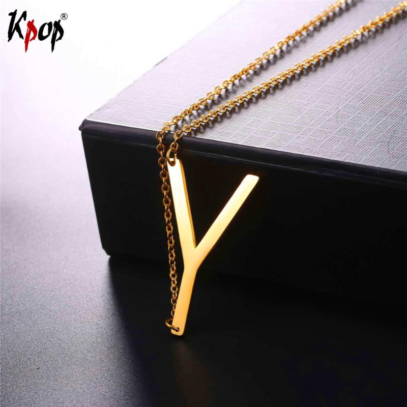 

Kpop Stainless Steel Letter Y Pendant With Chain Choker Gold/Black Color For Man/Woman Clavicle Chain Necklace Jewelry P2626
