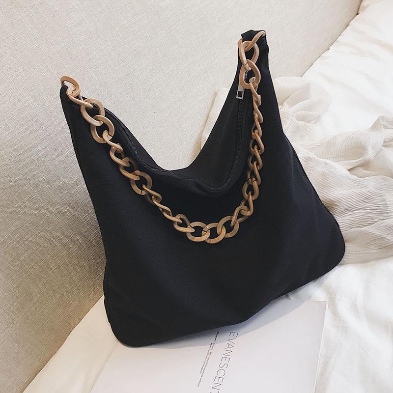 

Casual Canvas High Capacity Crossbody Bags for Women 2021 Spring Chain Totes Lady Luxury Shoulder Messenger Bag Handbags Satchel, Black