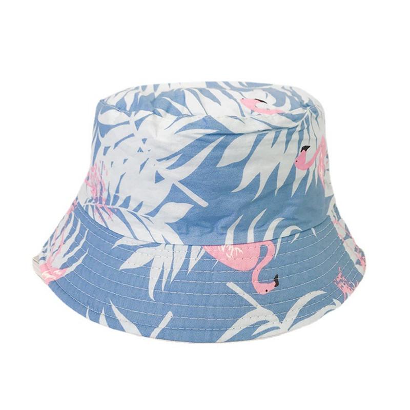 

New Multicolour Cap Flamingo Palm Tree Printing Bucket Hat Spring Fishing Hat for Women & Men, Green