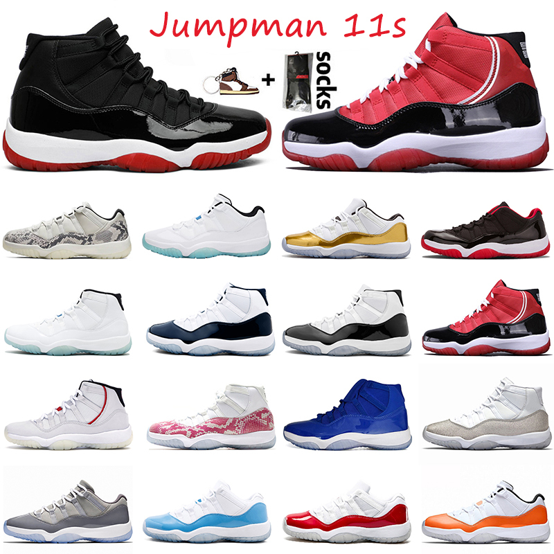 

25th Anniversary 11 Mens Womens Outdoor Shoes Bred Low Concord UNC 11s Gamma Blue Satin\r\r Legend Blue Sport Sneakers, Black