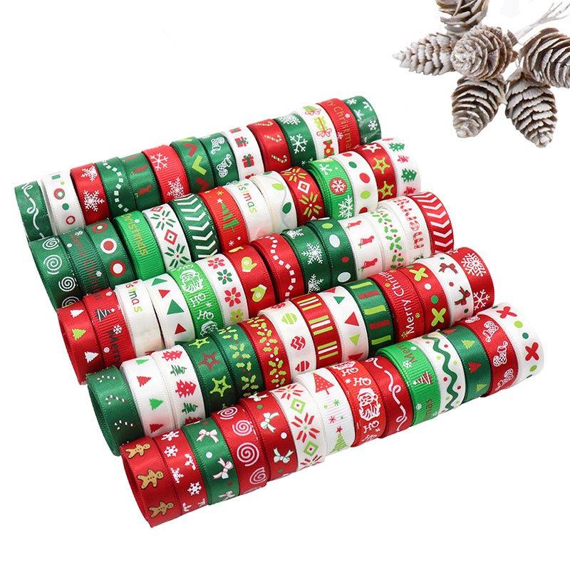 

12Yard/Pack Christmas Pattern Polyester Fiber Ribbon DIY Accessories Gift Wrapping Baking Decor Multi Purpose