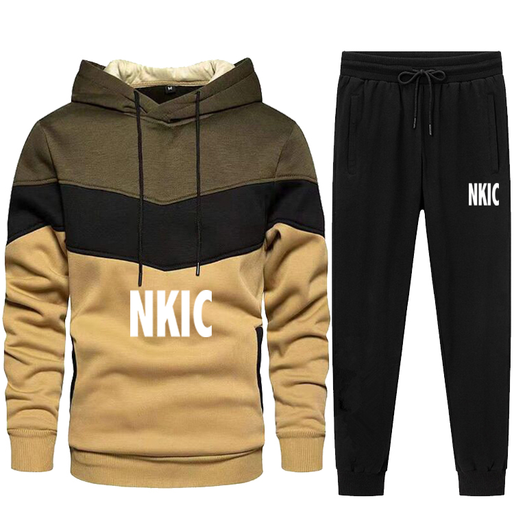 

Men's Women Splice Hooded Tracksuit 2021 Brand New Streetwear letter printing Men Sets 2 Piece Jacket+Pants Casual Sport Suit S-3XL
