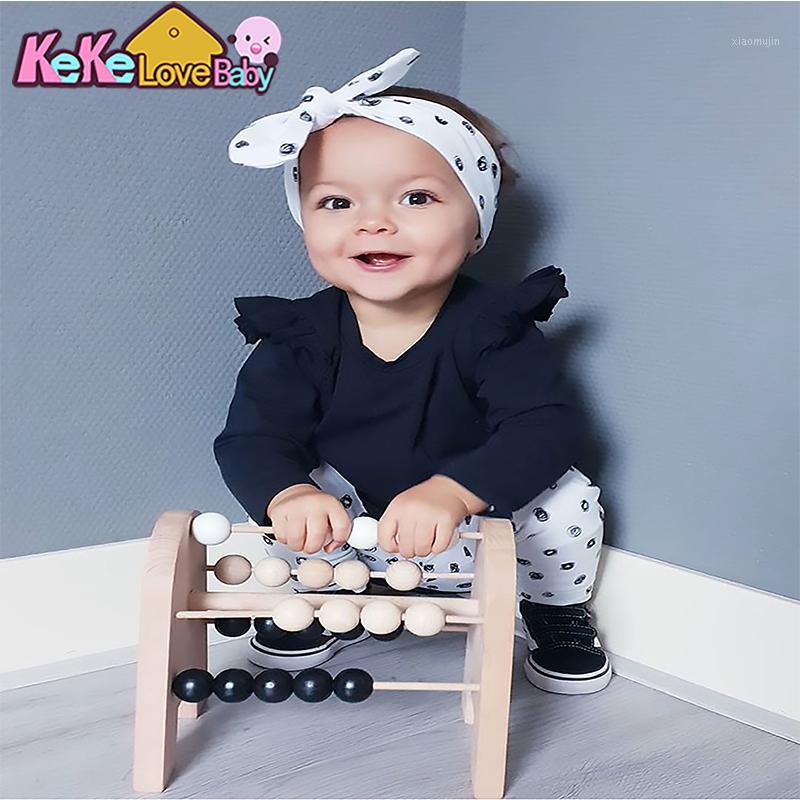 

Newborn Baby Girl Clothes Set Fashion Long Sleeve Sleeve Romper Tops Pants Headband Infant Girls Clothing Casual Suit Cotton1, Black