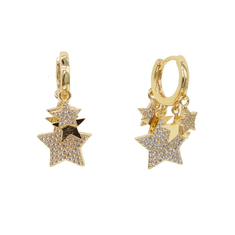 

2021 New Arrivals Hot Fashion Brincos Bijoux Pentagram sweet cz Star Gold charm Statement Tassel Drop Earrings For Wome Jewelry