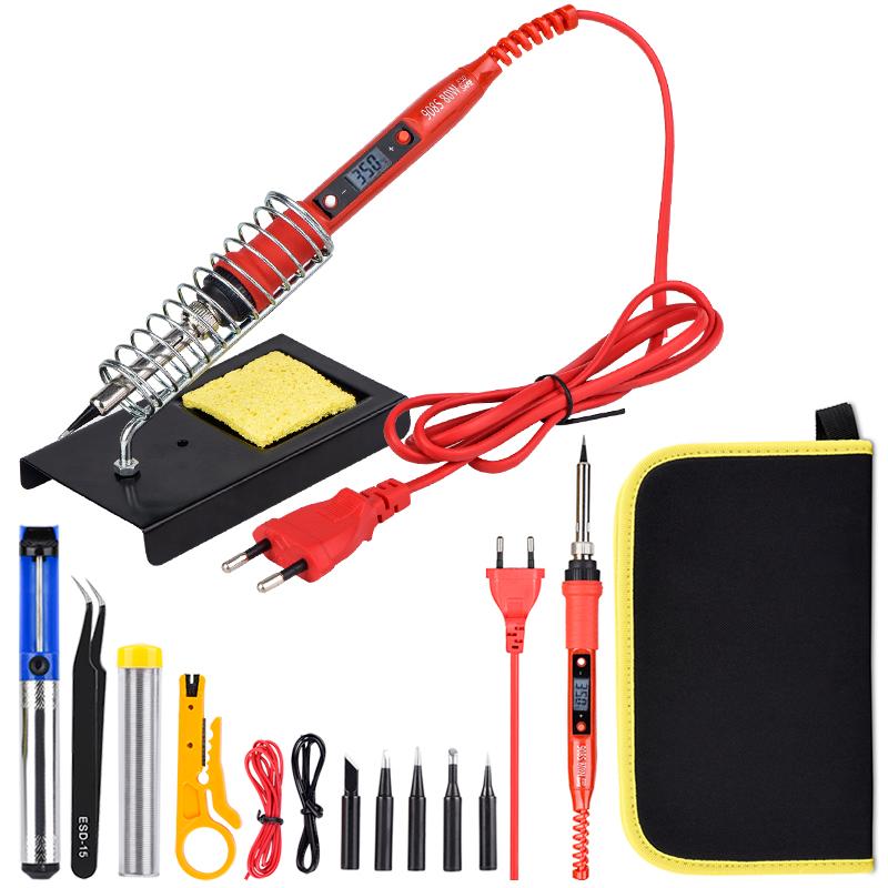 

JCD 80W soldering iron kit 220V 110V Ceramic Heating LCD adjustable temperature welding solder iron with soldering tips