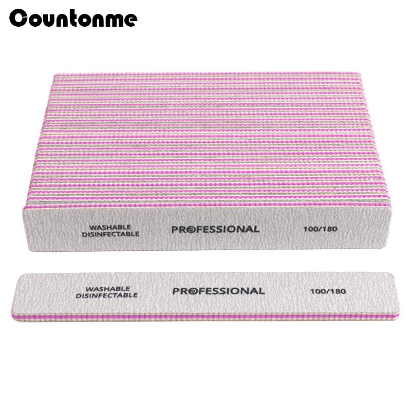 

50pcs Professional Nail File 80/100/180 Straight Nail Buffer Block Emery Board Washable Sandpaper Files For Manicure Tools