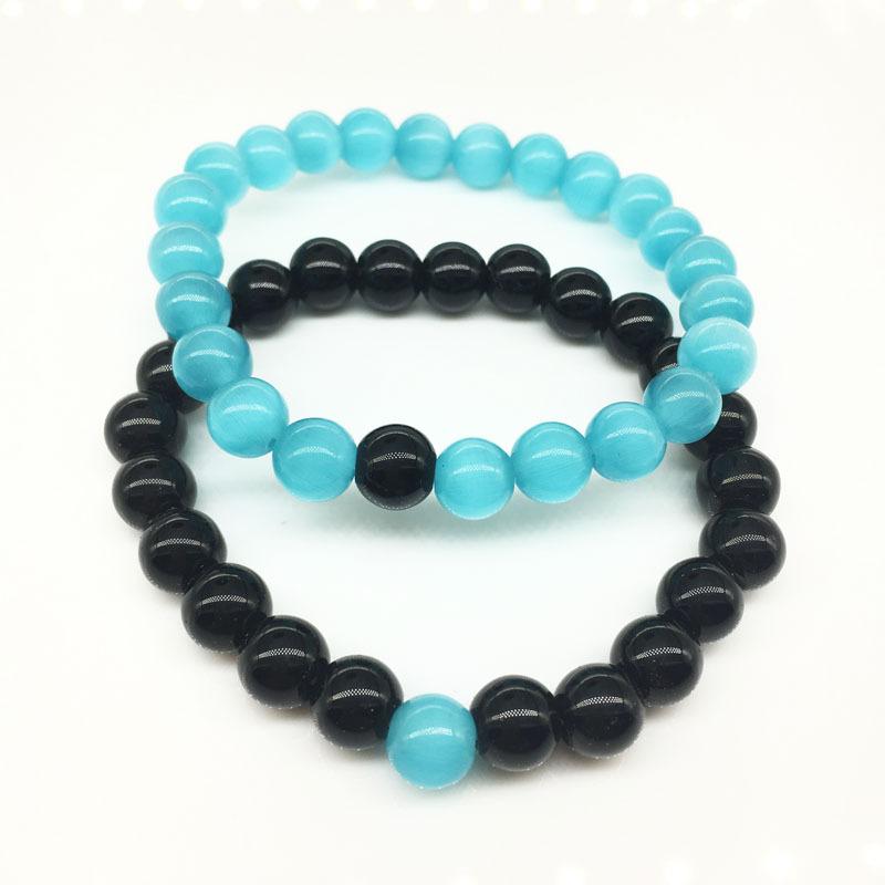 

2 pcs Lover Opal Bracelets Men Natural Stone Beads Jewelry Stretch Energy Yoga Gift