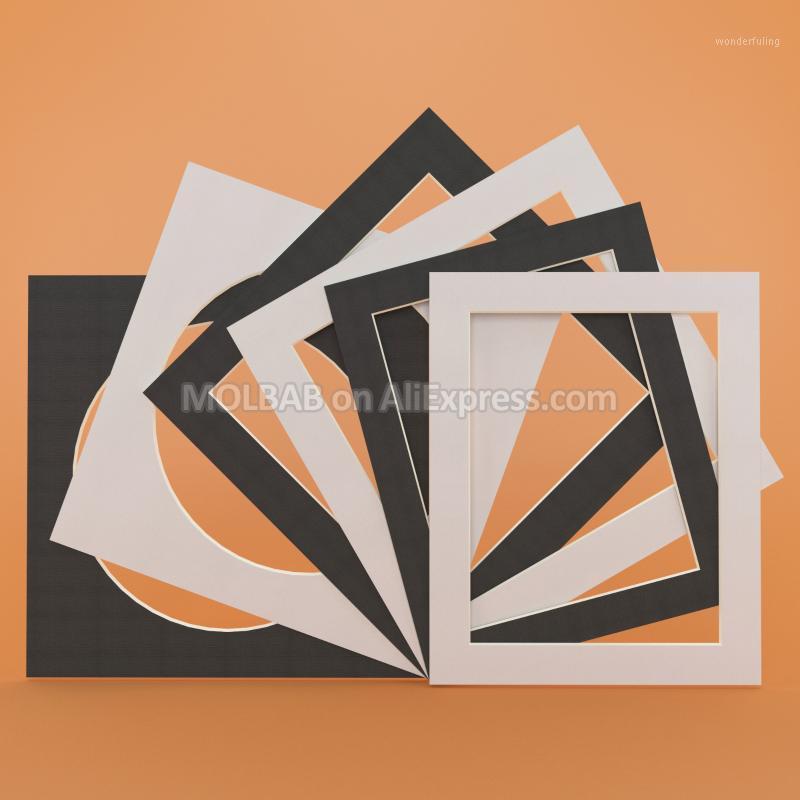 

White/Black Photo Mats Rectangle Square Circle 10inch Paperboard Mounts Textured Surface Picture Frames Passe-Partouts 12PCS/Lot1