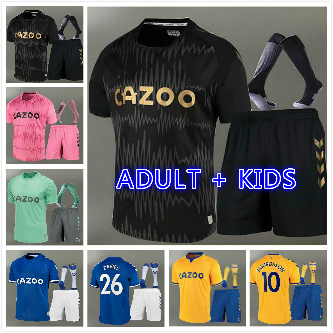 

adult Kids 2020 2021 WALCOTT GBAMIN SIGURDSSON RICHARLISON away soccer jersey kits 20 21 CALVERT-LEWIN KEANE Football Shirts boys Full set, Black;yellow
