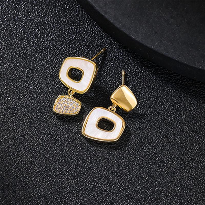 

2020 Irregular Geometric Earrings For Women French Style Rhinestone Quadrilateral Ear Studs Luxury Fashion Jewelry Wholesale
