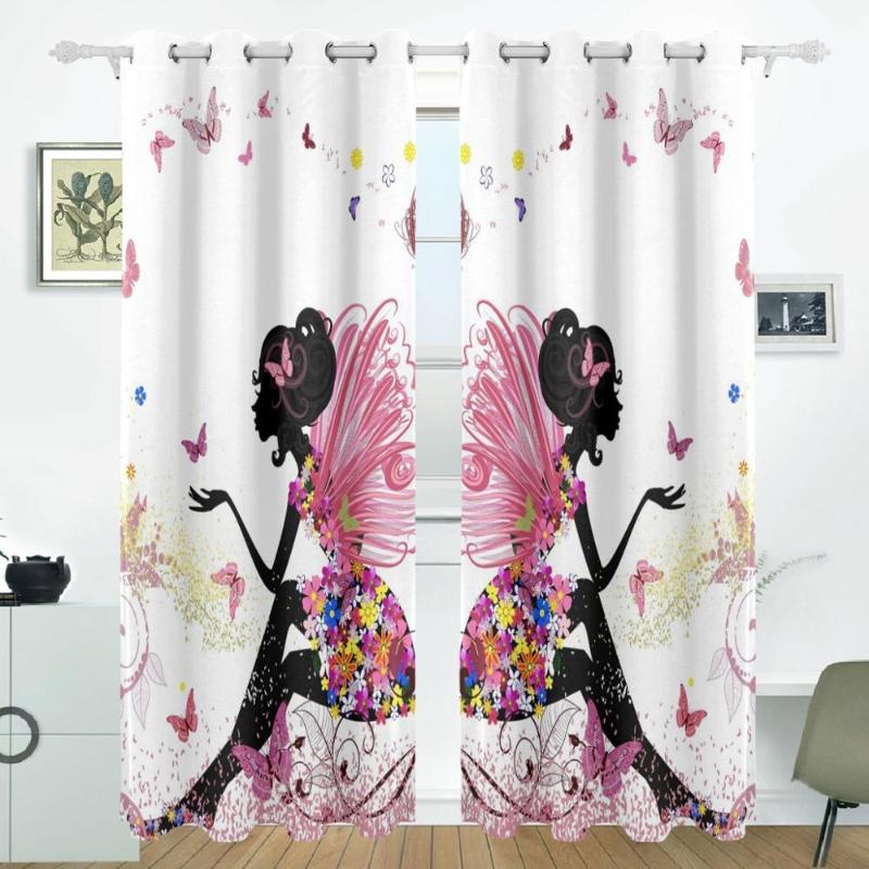 

Butterfly Curtains Drapes Panels Darkening Blackout Grommet Room Divider for Patio Window Sliding Glass Door 55x84 Inches, As pic