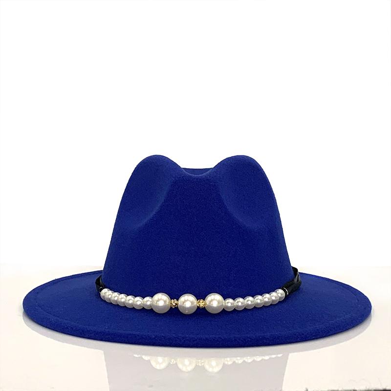 

Brand Winter Autumn Imitation Woolen Women Men Ladies Pearl Fedoras Top Jazz Hat European American Caps Bowler Hats