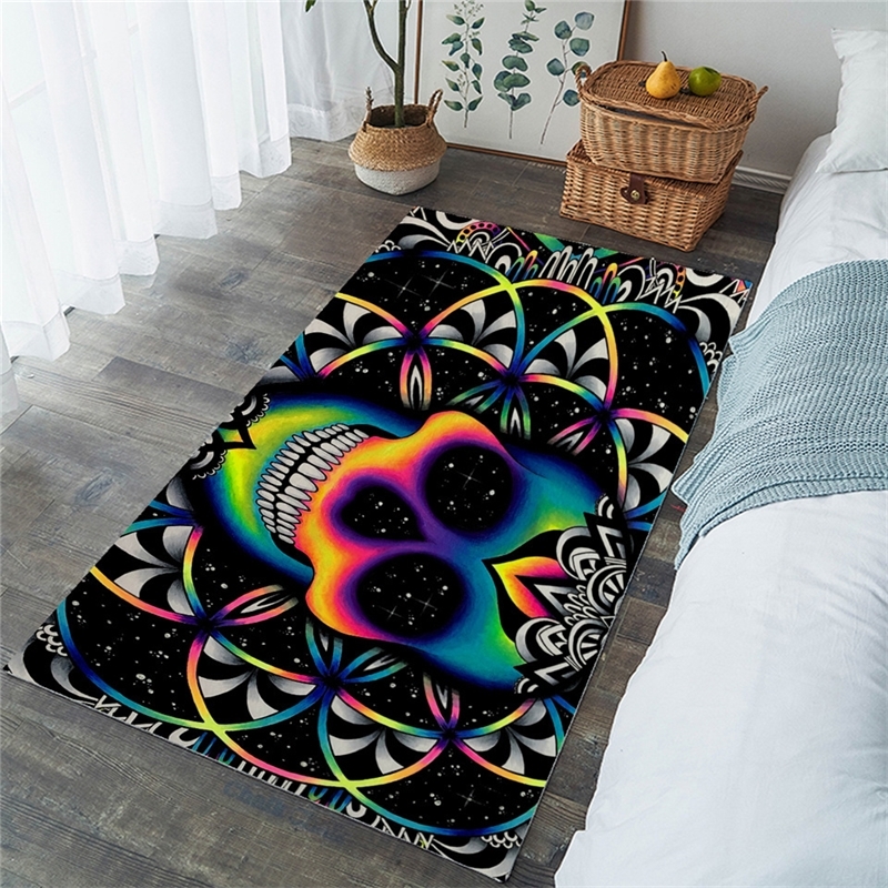 

Chaos By Brizbazaar Large Carpets for Living Room Colorful Skull Area Rug Galaxy Mandala Gothic Decorative Non-slip Floor Mat Y200527