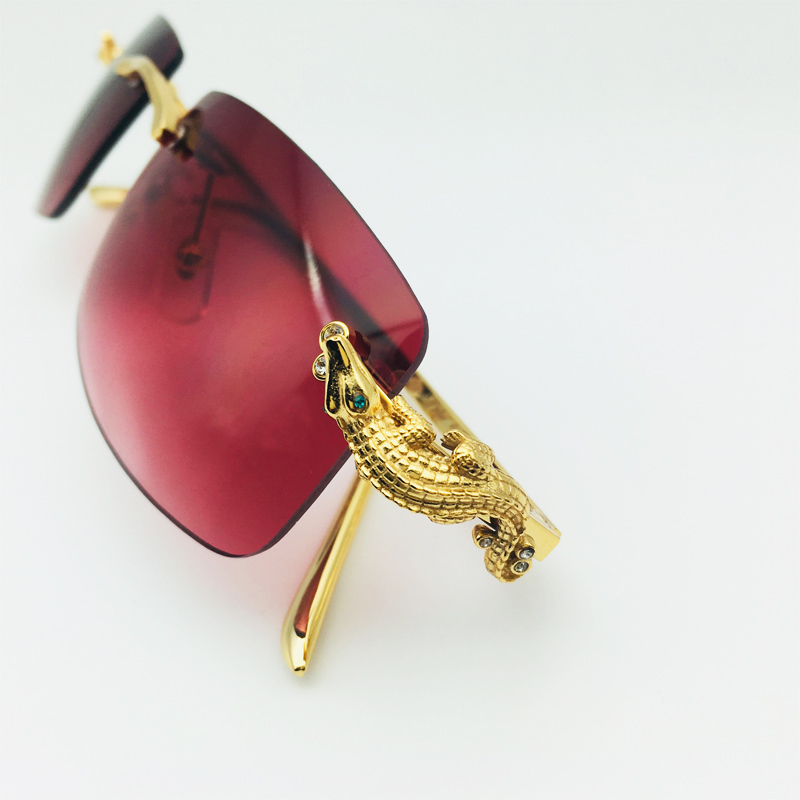 

High quality crocodile men's designer carter sunglasses without rim optical frames