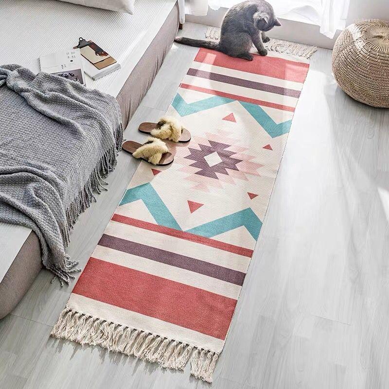 

Retro Carpet Hand Tassel Woven Carpets for Living Room Cotton Linen Floor Door Mat Home Decoration Tapestry Kids Room Rug1, 03