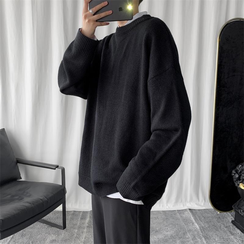 

Casual Loose Man Sweaters Winter Pullover Korean Style Fashion Knitted Long Sleeve Man Sweaters Pull Hiver Men's Clothing DB60MY, Black