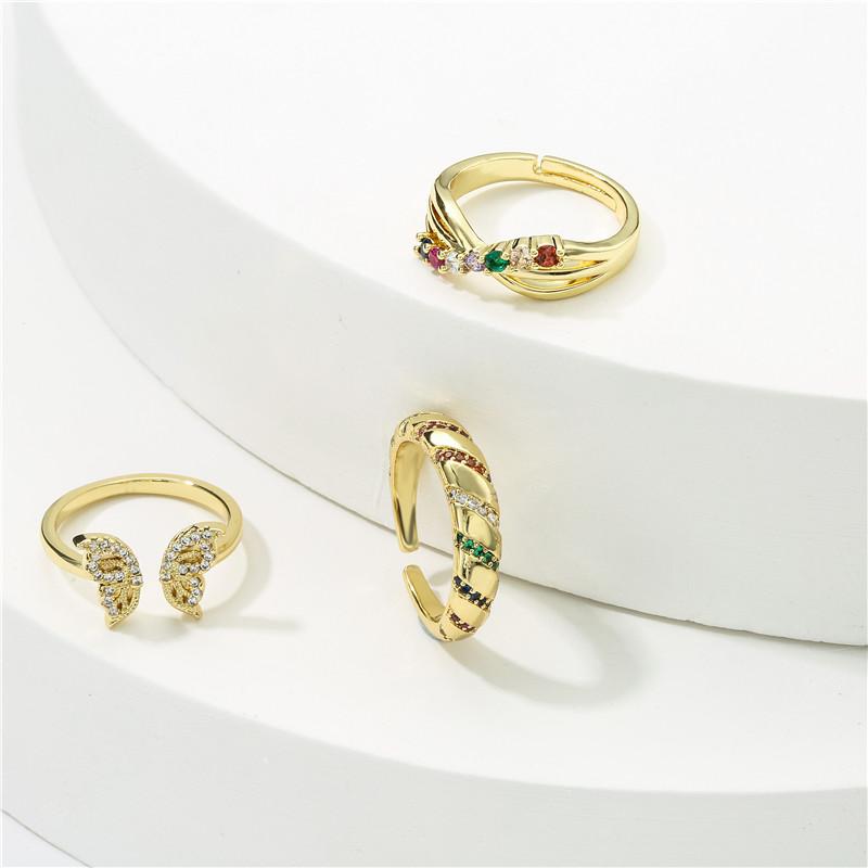 

2021 Crystal + Zircon Open Ring For Women Girl Gold Color Evil Eye Butterfly Palm Ring Female Wedding Jewelry