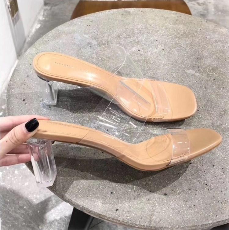 

Novel acrylic high heel plastic transparent sandals comfortable fashion casual PVC sandals 2020 new1, Transparent(9cm)